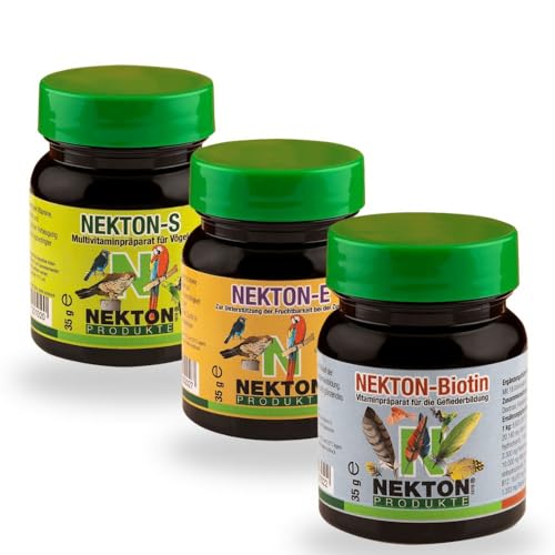 Genérico NEKTON Pack de Vitaminas para Aves, Nekton-S, Nekton-E y Nekton-Biotin, 35 g Cada uno, 3 Unidades