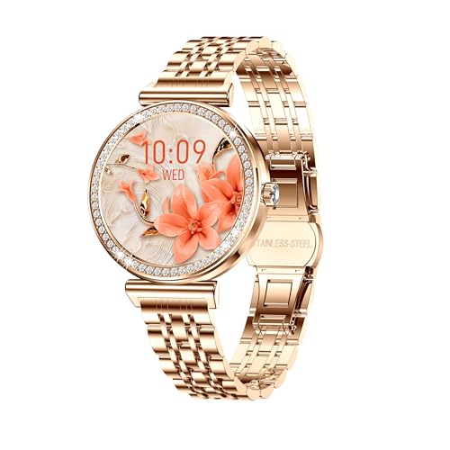 BKOHJAJI Reloj Inteligente para Mujer, Impermeable ip68, con Llamadas Bluetooth y dial Personalizado. Monitoreo de la frecuencia cardíaca y el oxígeno en Sangre