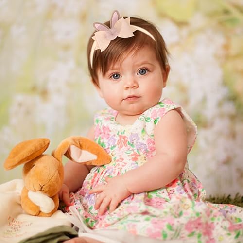 Bunny Ears Bow Headband and Headpieces - Baby Shower and Birthday Party Decorations, Elastic Headbands, Hair Bands with Photo Props (brown+Pink)4