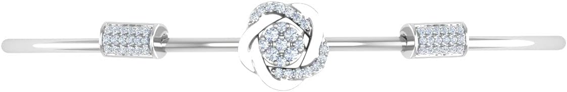 0.20 Carat Natural Diamond 2-in-1 Floral Bangle Bracelet for Women in 10K Gold and Steel with I1-I2 Clarity Diamonds