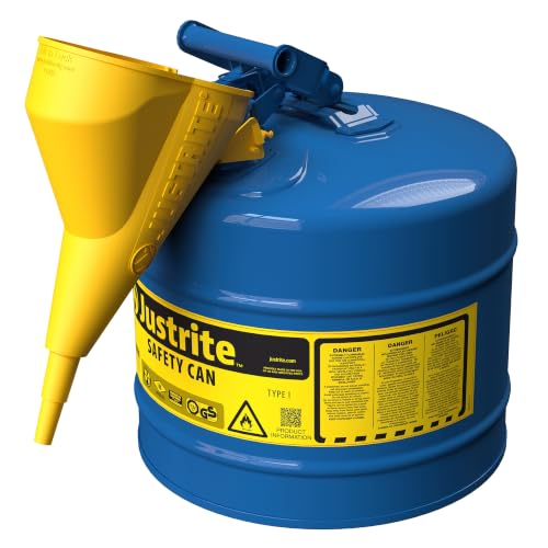 Justrite Type I Kerosene Safety Can, Blue Galvanized Steel, Made in the USA