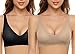Produktbild Joligiao Damen Schlafen BH, V-Neck Nahtlose Komfort Gepolsterte Bra Seamless Yoga Schlaf-BH Verstellbare Träger Unterwäsche für Damen Mädchen 1 or 2 PCS(Schwarz+Beige,XL)