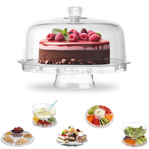 Crystals Cake Stand with Dome Lid – 6 in 1 Multifunctional Clear Acrylic Cake Stand - Multi Purpose Display Container and Serving Stand for Birthday Presents Dinners Parties Decorations - Cosy Home Interiors Crystals Cake Stand with Dome Lid – 6 in 1 Multifunctional Clear Acrylic Cake Stand - Multi Purpose Display Container and Serving Stand for Birthday Presents Dinners Parties Decorations - Image 2