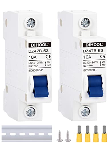 Disyuntor DC dz47 1P 16Amp 12V 24V 36V 48V DC MCB Protección contra cortocircuito Interruptor de desconexión Aislador para panel solar Batería UPS Inversor fotovoltaico PV Sistema