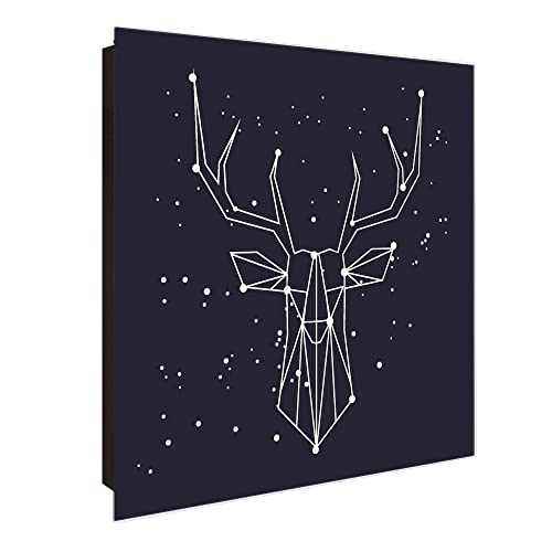 banjado Großer Schlüsselkasten Glas - Schlüsselbox 30x30cm mit 50 Haken - Schlüsselkasten modern für Schlüsselaufbewahrung mit beschreibbarer, magnetischer Glastür - Motiv Sternbild