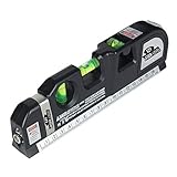 BoysBiz - EZY The Best Laser Level For Home Use - Straight Line Picture Hanging - Multipurpose Tape Measure With Button - 3 Spirit Levels and Handy Side Ruler - Recommended Pro Lazer Measurement Tool