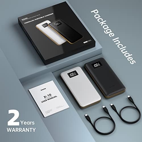 imuto Power Bank Portable Charger, [2 Pack] 10000mAh External battery, USB C PD 20W (input & output) + USB 22.5W Fast Charge Battery Pack with Flashlight for iPhone 14, Galaxy, Pixel, NOKIA, Tablets