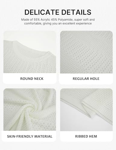 Bsubseach Crochet Tops for Women Short Sleeve Cover Ups for Swimwear Women Knit Hollow Out Sweater Mesh Top 20254