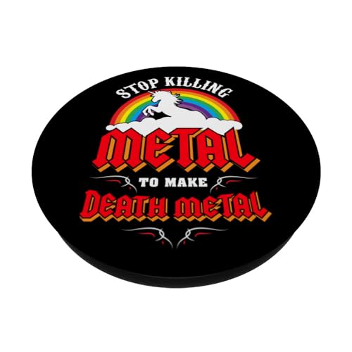 Stop Killing Metal To Make Death Metal Funny Unicorn Meme PopSockets Swappable PopGrip, Black - Image 2