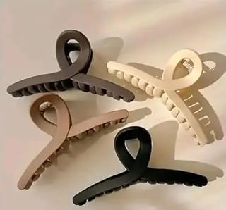 Hair Claw Clips for Women & Girls Pack of 4 | Large Strong Hold Jaw Clamps Matte Non Slip Butterfly Style | Multicolor Hai... Price In India