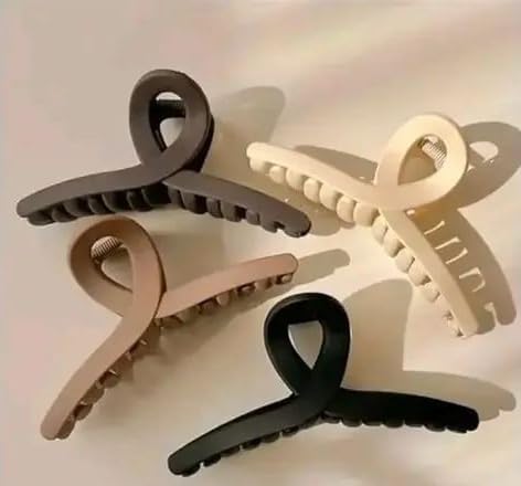 Hair Claw Clips for Women & Girls Pack of 4 | Large Strong Hold Jaw Clamps Matte Non Slip Butterfly Style | Multicolor Hai...