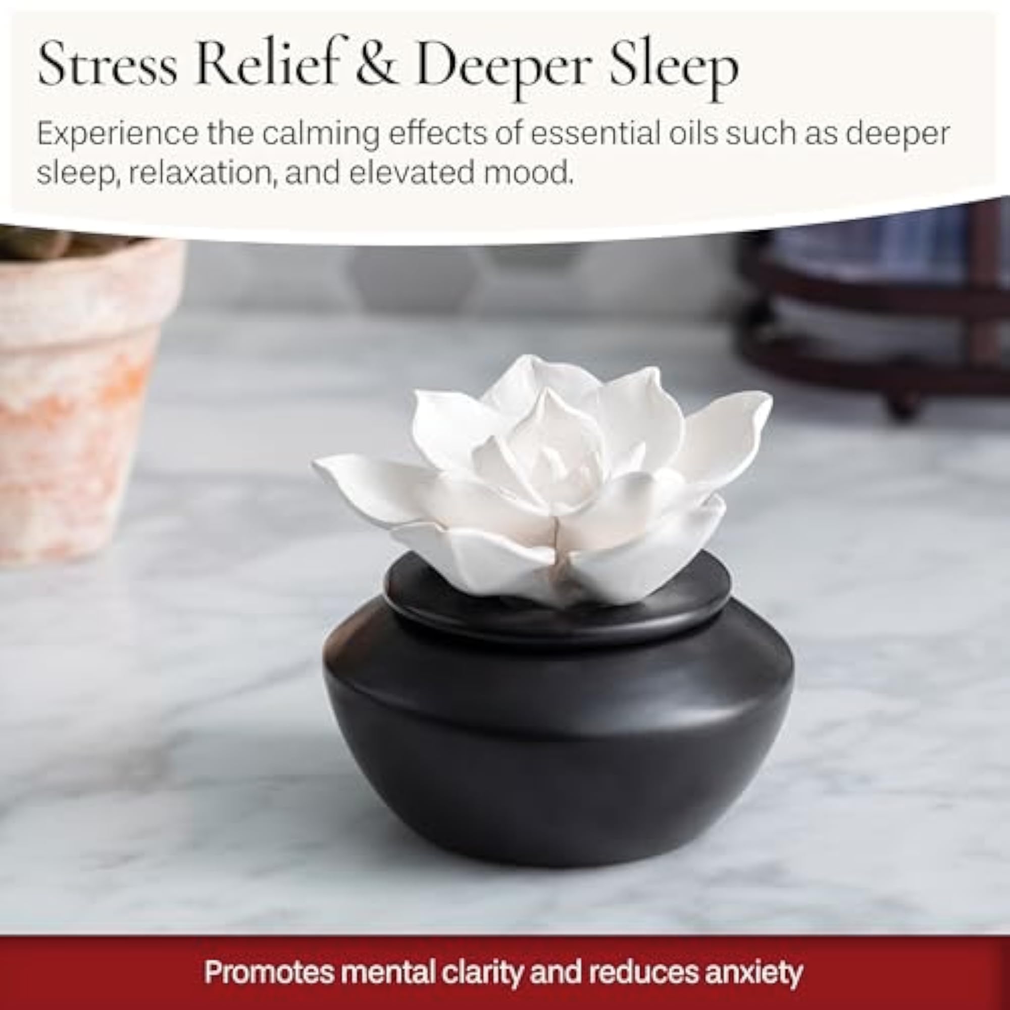 Flower Porcelain Passive Essential Diffuser with Peppermint Oil