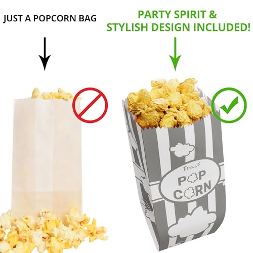 Image of CUSINIUM 1oz Gray Paper Popcorn Bags (100-pack) - Carnival Theme - Customizable