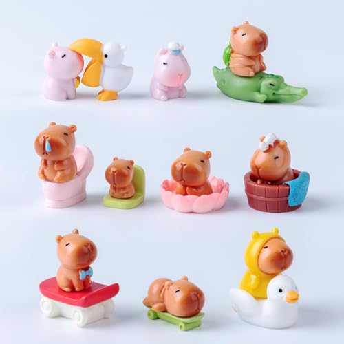 BASSION Mini Capybara Figures, 19 Pack Miniature Cute Capyba