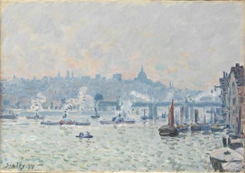 Affiche Toile Vue du pont Thames Charing Cross Sisley grand format 60x90cm