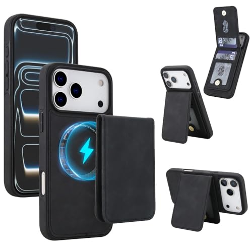 Étui iPhone 17 portefeuille cuir amovible et coque rigide rabat arrière noir