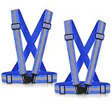 Reflective Vest Running Gear, 2Pack High Visible Safety VES for Cycling Jogging Running Walking, Adjustable for Men Women Kids