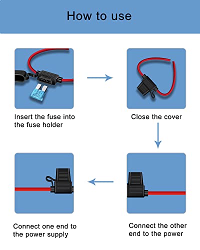 5 Pack 12 Awg Inline Fuse Holder - Automotive Replacement Fuse Holder With 60 Pcs (2A, 3A, 5A, 7.5A, 10A, 15A, 20A, 25A, 30A, 35A, 40A, 50A) Atc/Ato Standard Blade Fuses #TOP5