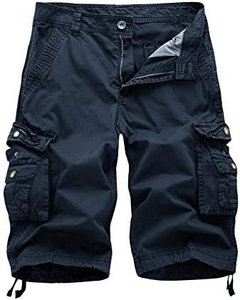 FOURSTEEDS Women's Twill Cotton Casual Zipper Multi-Pockets Women Working Hiking Camping Outdoor Utility Bermuda Cargo Shorts Navy Blue US 12