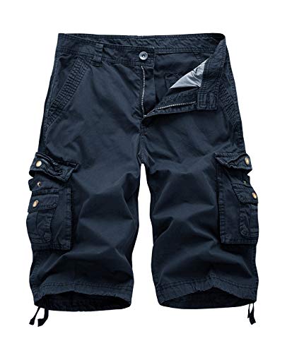 Foursteeds Women's Twill Cotton Casual Zipper Multi-Pockets Women Working Hiking Camping Outdoor Utility Bermuda Cargo Shorts Navy Blue Us 12 #TOP2