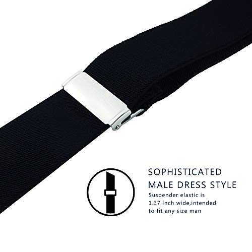 Vauhse Suspenders For Men, Adjustable Suspenders With Elastic Straps Y-Back Construction Heavy Duty For Work Black #TOP1