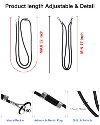 Image of Magnetic for iPhone 17 Pro Max Case with Crossbody Phone Strap,Black