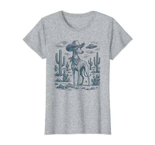 Vintage Italian Greyhound Cowboy UFO Whippet Iggy Sighthound T-Shirt