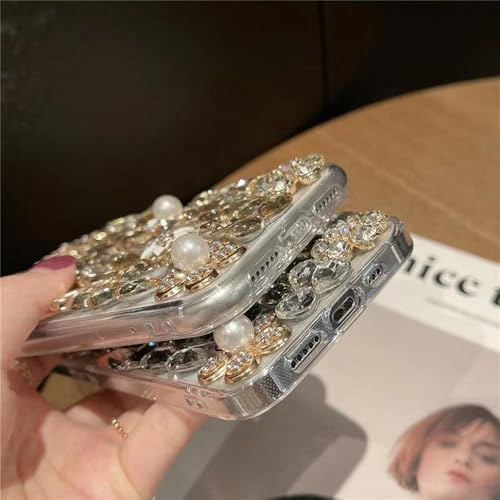 Poowear Compatible for iPhone 14 Pro Max Glitter Bling Case,Cute Luxury 3D Diamond Glitter Sparkle Crystal Rhinestone Women Girls Crown Handbag and Flower Gemstone Clear Bumper Protective Case - image 5