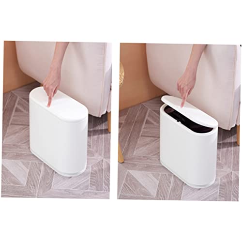 Caneca de basura rectangular push tipo blanca portátil miniatura 3