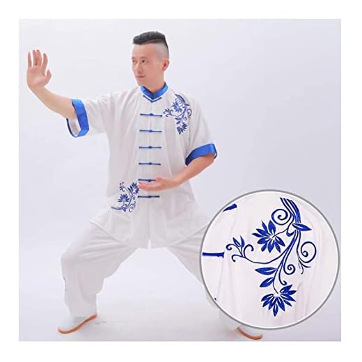 Tai Chi Uniform Set Kung Fu Kläder Tang kostym, Tai Chi Kläder Bomull och linne Sommar Broderi för män Kampsport Träningskläder Kvinnor (Storlek: Stor) (Små)