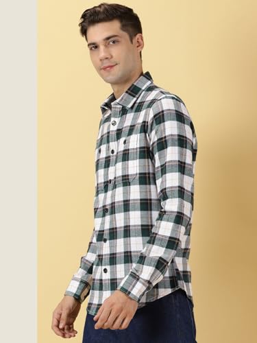 Image of Thomas Scott Men's | Checks | Full Sleeve | Regular Fit | 100% Cotton | Double Pocket | Spread Collar | Casual Shirt