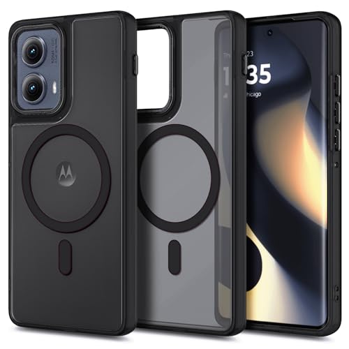 YZB Magnetic for Motorola Edge-2024 Case, Black | Compatible with MagSafe, Translucent Matte Scratch-Resistant Back, Military-Grade Protection Shockproof Slim Phone Cover