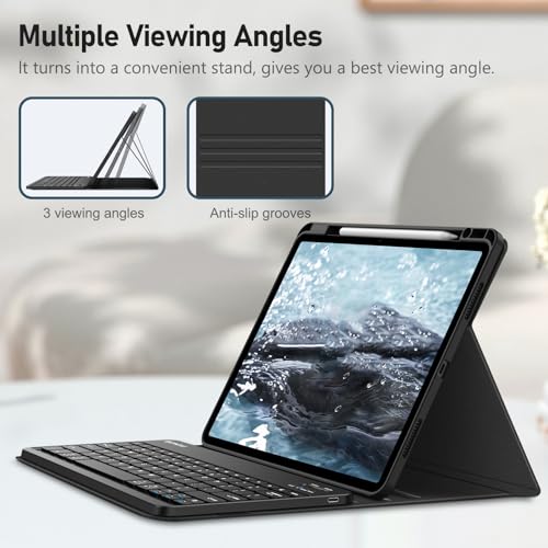 Image of FINTIE Keyboard Case for iPad Air 13-inch M4 /M3 /M2 (2026 /2025 /2024) with Pencil Holder - Soft TPU Back Cover with Magnetically Detachable Bluetooth Keyboard, Black
