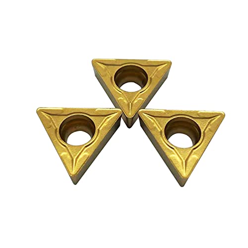 Image of GBJ TCMT32.52 TCMT16T308 Gold 10pcs Carbide Inserts External Turning Inserts Cutting Tools Processing of Steel Parts and Stainless Steel for STFCR /L2020K16 STFCR /L2525K16 Lathe Turning Tool Holder
