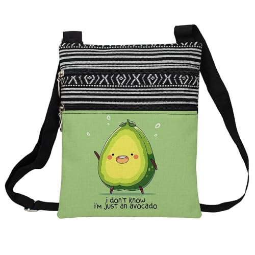 Funny Avocado Messenger Bag Small Ethnic Pattern Printed Adjustable Strap Crossbody Zipper Bag Funny Avocado Phone Bag Wallet Cute Shoulder Handbag for Women -2