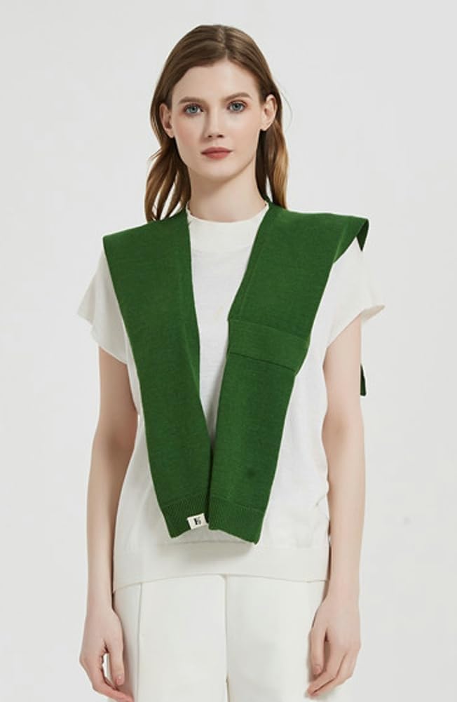 Women's Casual Knit Sweater Shawl Wrap Tied Detachable Fake Collar Triangle Knotted Shawls Travel Cape Shoulder Tops - Image 7