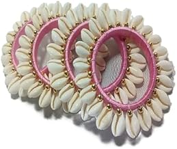Natural Kodi Shell/Cowrie Beads Shell Bracelets Set for Women and Girls | Stylish & Fashionable Bangles For Weddings & Festivals, 4 Pieces
