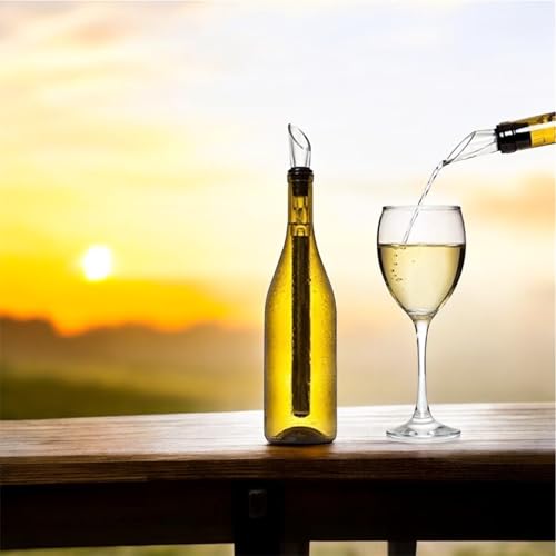 Foto von Weinkühlstab mit Belüfter aus Edelstahl - Premium Weinkühler - Dekantierer - Weingenuss in Sommelier-Qualität - Geschenk Frauen Männer - Rot und Weißwein Geschenkset