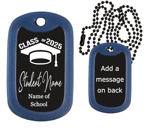 Class of 2025 Graduation Dog Tag - Personalized Year, Student Name, and School, Graduation Gift, Dog Tag Necklace