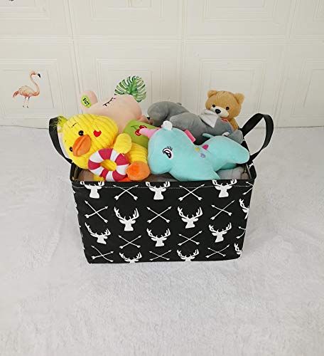Image of Kid Storage Basket Gift Shelf Basket Toy Storage Bin, Nursery Basket Organizer Box for Children Room Deco With Handles (Deer)