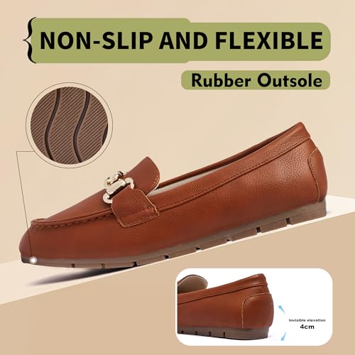 Image of ABEJOJO Women's Loafer Shoes, Comfortable Slip on Casual Flat Penny Shoes for Walking, Driving, Dressy