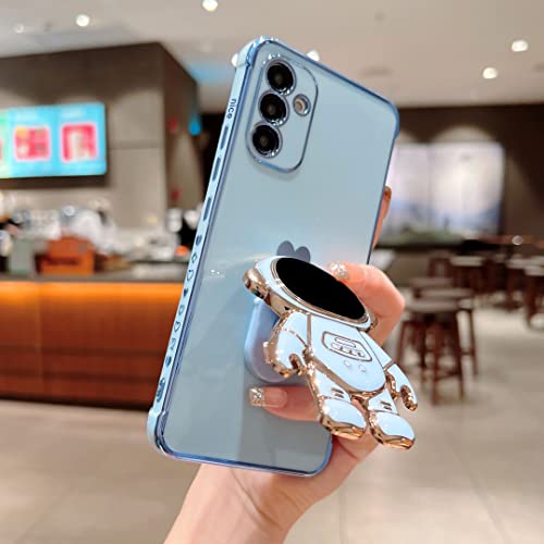 phylla Phone Case for Samsung Galaxy S24 FE 6.7",Luxury Plating Astronaut Stand Holder Phone Case with Cute Love Heart Side Small Pattern Soft Silicone Shockproof Kickstand Cover Bumper (Purple) by phylla - Used condition - Image 3