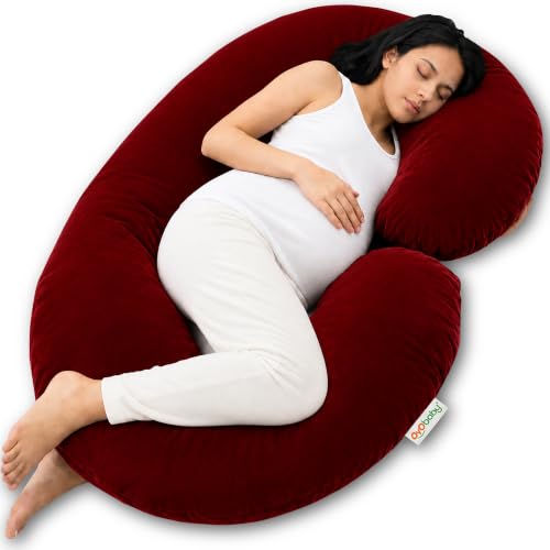 Image of OYO BABY C Shaped Pregnancy Pillow for Sleeping, Maternity Pillow for Pregnant Women with Washable Premium Velvet Cover (Maroon)