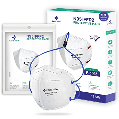 Image of Careview N95 Non Woven Fabric Reuseable Face Mask (White, Without Valve, 50 Pieces) for Unisex