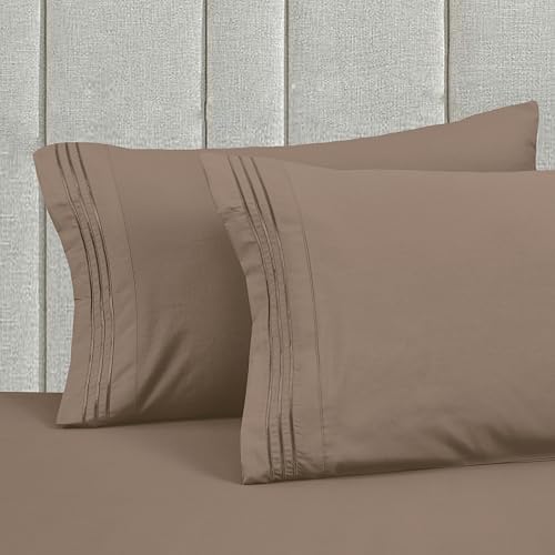 Image of Mocassi Luxury 4-Piece Sheet Set, Ultra Soft 1800 Premium Hotel Quality Microfiber Sheet Set, Fits Mattresses Up to 18 to 24 Inches Extra Deep Pocket - Breathable and Secure Fit, Twin, Taupe
