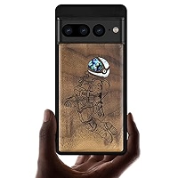 Étui Bois Massif Pour Google Pixel 7a Carveit - Gravure Boussole Rétro - Incrustation Coquillage - Protection Double Couche TPU - Compatible Chargeur Sans Fil
