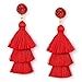 Red Thread Tassel Earrings Statement Layered Fringe Drop Earrings Chandelier Dangle Studs Christmas Halloween Costumed Earrings
