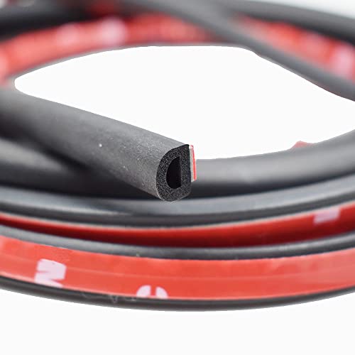 Automotive Universal Self Adhesive D-Shape Door Seal Soundproofing Noise, Self-Adhesive Backing Seals Large Gap,0.394" Height X 0.275" Width, Car Motor Auto Door Rubber Weather Stripping (10Feet) #TOP7