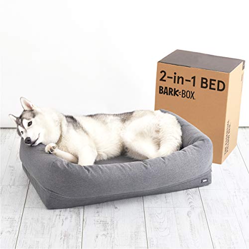 BarkBox Memory Foam Dog Cuddler Bed | Plush Orthopedic Joint Relief 2-1 Crate