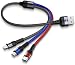 Produktbild USAMS 35cm/1FT Multi USB Kabel, 3 in 1 Handy Ladekabel kurz, Phone+ USB C+ Micro USB Nylon Dreifach Universal für Samsung Galaxy S10 S9 S8 S7 Huawei P30 P20 Xiaomi alle Smartphones (1 Pack)